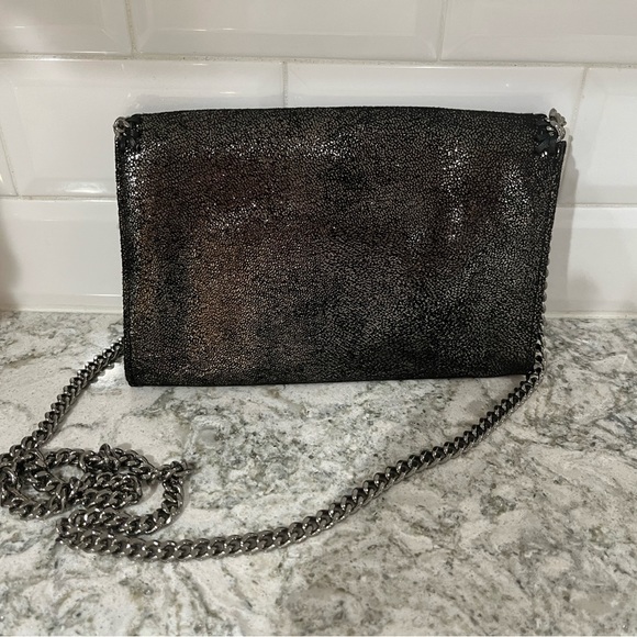 Stella McCartney mini Falabella crossbody or clutch shiny black and silver bag - Picture 3 of 7
